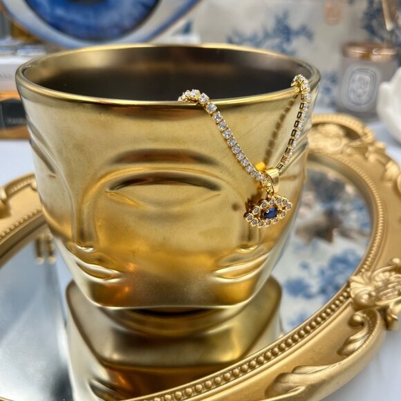 🆕 CRYSTAL HAZE 🧿 BNWT The Evil Eye Pendant - 18K Gold Plated Brass - Picture 8 of 16